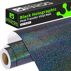 VINYL FROG Black Holographic Heat Transfer Vinyl 12" x5ft Glitter HTV Vinyl | by VINYLFROG