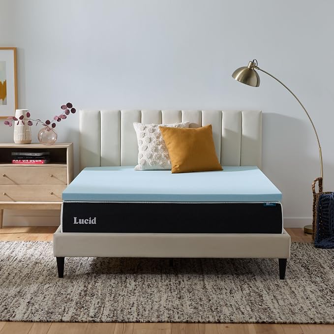 Lucid 3 Inch Memory Foam Mattress Topper, Full XL Size – Cooling Gel Bed Topper by Lucid