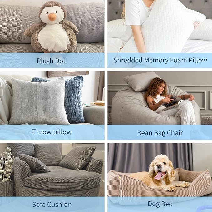Bean Bag Filler, 40 lbs Shredded Memory Foam Filling, Soft Pillow Stuffing Bean - Image 6