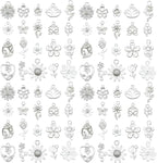WOCRAFT 60pcs Bright Silver Flowers Bracelet Charms by WOCRAFT