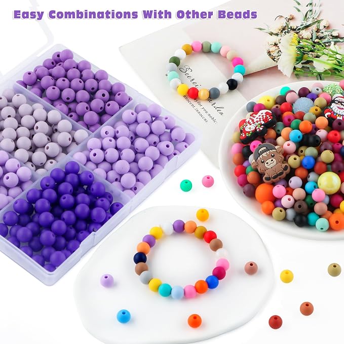 300Pcs Silicone Beads 9mm Mix Color, Bulk Silicone Beads 9mm - Image 5