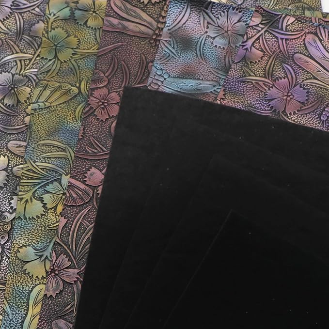 David accessories Flower Butterfly Bump Texture Faux Leather Sheet 7 Pcs 7.7" x - Image 3