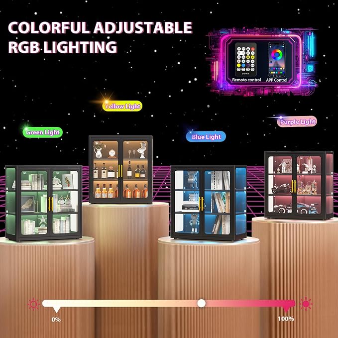 34" Display Cabinet with Glass Doors, 4-Tier Curio Cabinet with Many Color - Image 4
