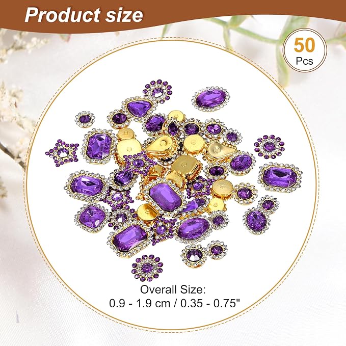 PATIKIL Sew on Rhinestones Crystal, Light Purple - Image 2