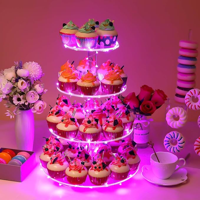 YestBuy 4 Tier Round Cupcake Stand – Premium Cupcake Holder – Acrylic Cupcake - Image 5
