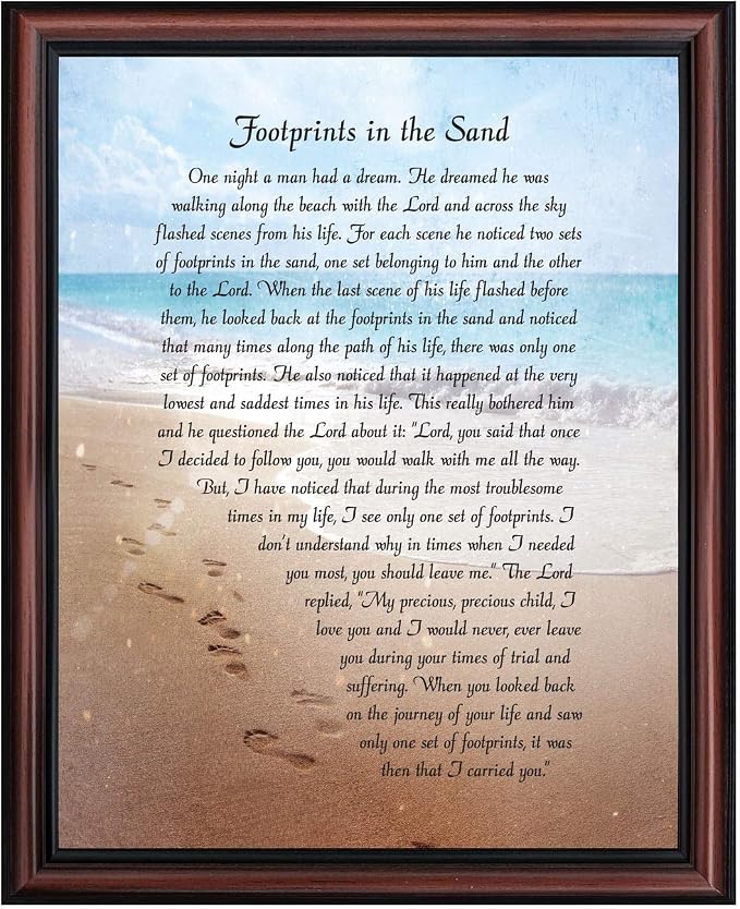 Footprints in the Sand Inspirational Wall Art, Beach Decor, Christian Gifts by CROSSROADSHOMEDECOR