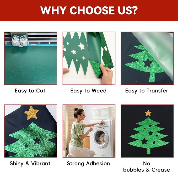 Aoder Red Glitter HTV Heat Transfer Vinyl - Image 7