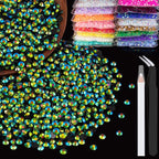4000pcs 4mm Resin Rhinestones Bulk, Emerald Black AB Flatback Round Jelly by BELLEBOOST