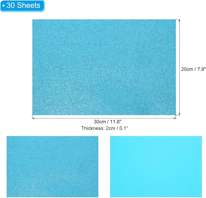 PATIKIL 30Sheets Blue EVA Glitter Foam Sheet 11.8 x 7.9 Inch 2mm Thick - Image 2