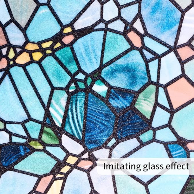 funlife Original Hand-Drawn Privacy Stained Glass Window Film, Reusable Single - Image 9