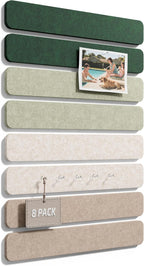 Fluxynara Cork Board Alternative Felt Strip Board 8-Pack 13"x2", Office Pin by FLUXYNARA