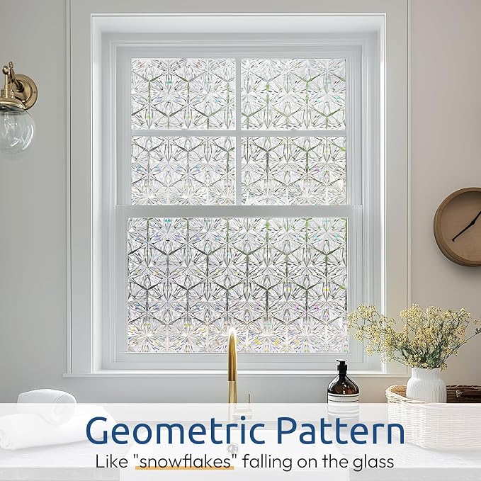 rabbitgoo Window Privacy Film, Diamond Pattern, 23.6" x 157.4" | Stained Glass - Image 2
