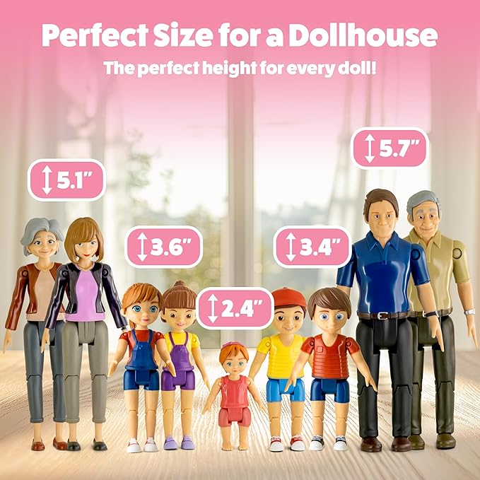 Dollhouse People, Bendable Dollhouse Family Set – 9 Poseable Figures Including - Image 3