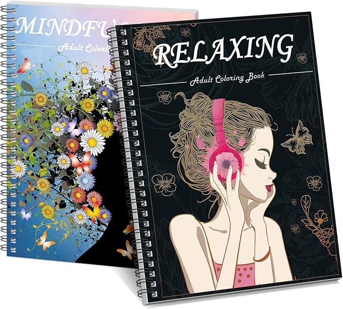 Kalysky Adult Coloring Book for Women, Spiral Bound, Relaxation Arts and Crafts by Kalysky