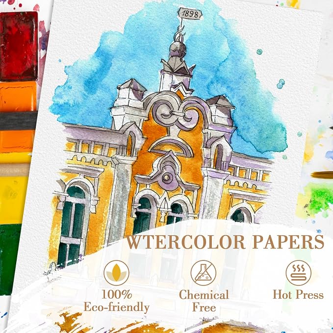 100PCS 8.5x11 Watercolor Paper Bulk, 140lb/300g Cold Press Thick Water Color - Image 4