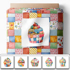 Patchwork Cupcake Fabric Panel – Single Continuous Cotton Satin Panel - Image 2