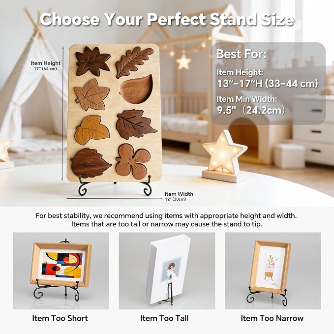 Artliving Plate Stands for Display, 12 Inch Black Iron Easel Plate Display - Image 5