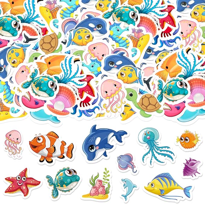 300Pcs Ocean Sea Animal Foam Stickers, Colorful Ocean Foam Crafts Stickers by Bonieset