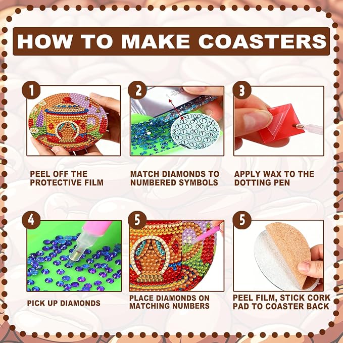 8-Pack Diamond Art Coaster Kit - Image 7