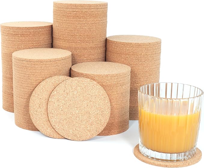 Faithful Panda 200-Pack Round Cork Coasters Bulk - 90mm Natural Cork by FAITHFULPANDA