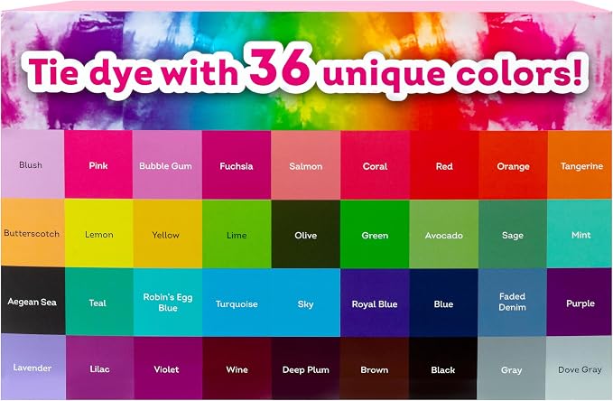 Tulip One-Step Tie-Dye Color Mania 36 Vibrant Colors, All-in-One Tie Dye Kit - Image 9