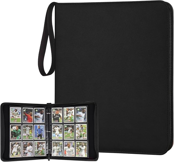 GERMUN 3 Ring 9 Pocket Zipper Card Binder, 720 Double Sided Standard PU Trading by GERMUN