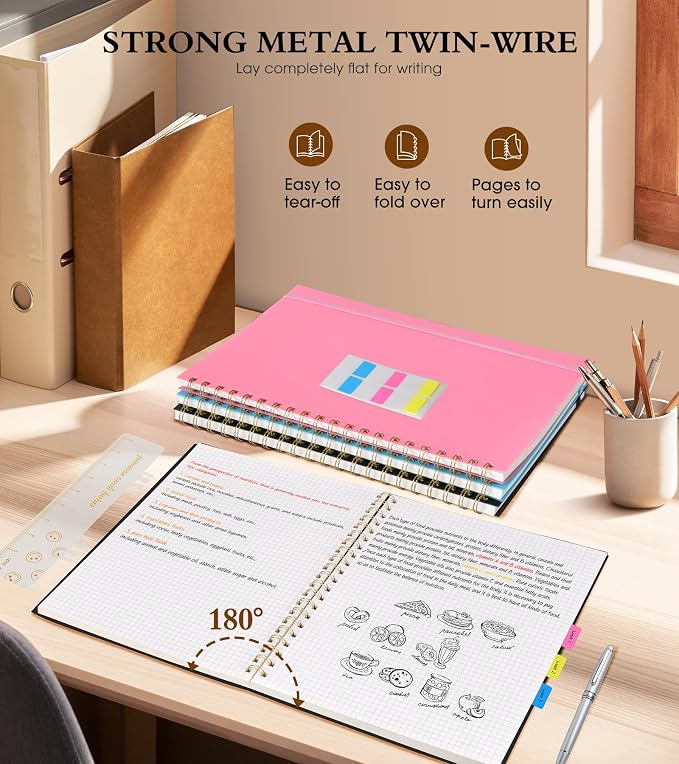 Graph Paper Notebook, Spiral Notebook Journal 8.5” x 11”, A4 Large Grid - Image 6