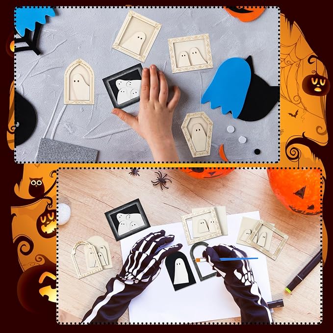 Simgoing 12 Set Wood Ghost DIY Frames Decorating Craft - Image 6