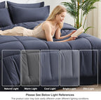 Love's cabin California King Comforter Set Indigo Blue, 7 Pieces California - Image 7