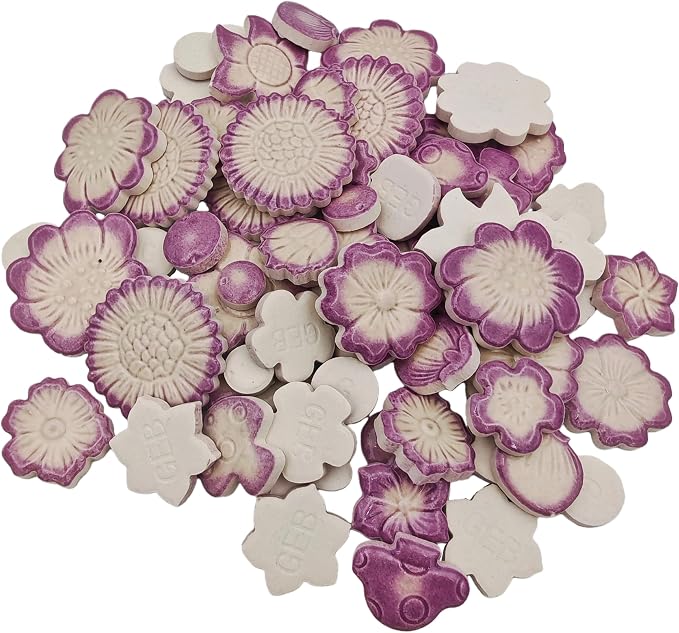 500g/1.1lb Ceramic Mosaic Tiles Mixed Shapes of Flowers, Mushrooms - Image 9