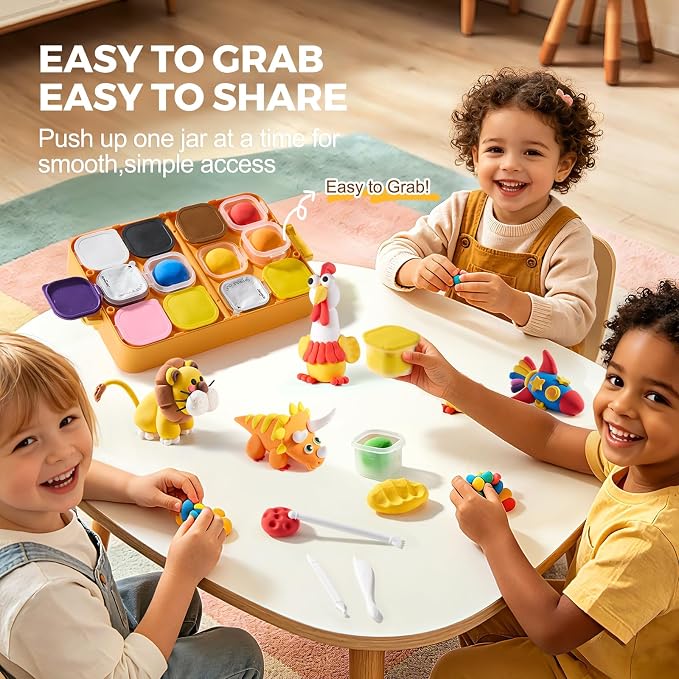 Jar Melo Air Dry Clay for Kids 12 Colors Modeling Clay Kit - Image 6