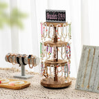 Pinzoveco Bracelet Holder, 3 Tier Wooden Rotating Bracelet Display Stand - Image 7