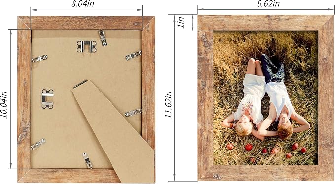 iRahmen 8x10 Picture Frame Set of 4, High Definition Real Glass Rustic Brown - Image 2