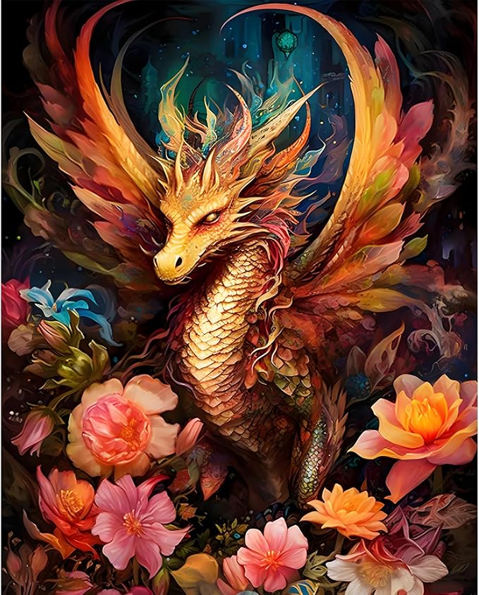 Paint by Numbers Kit for Adults, Dragon DIY Painting Kit, 16x20 Inch | Dragon by CytheronDIYKit
