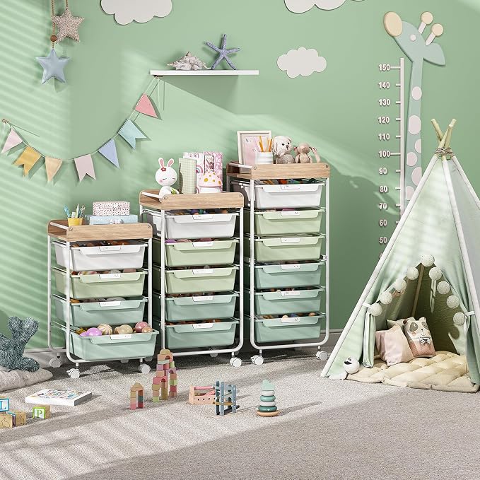 Utility Cart with Drawers, Craft Cart with 5 Drawers, Art Supply Organizer - Image 7