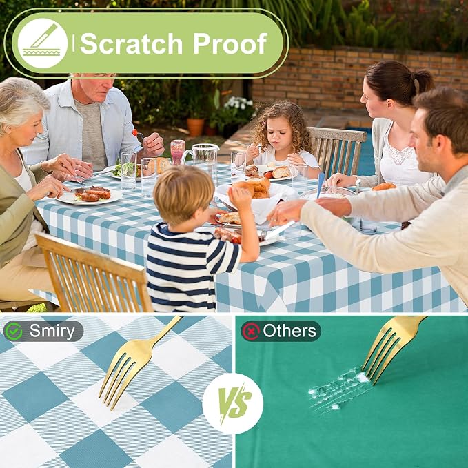 Smiry Rectangle Table Cloth, Waterproof Vinyl Tablecloth - Image 5