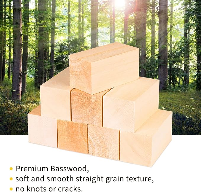 8 Pack Basswood Carving Blocks 4 X 2 X 2 Inch, Large Whittling Wood Carving - Image 4