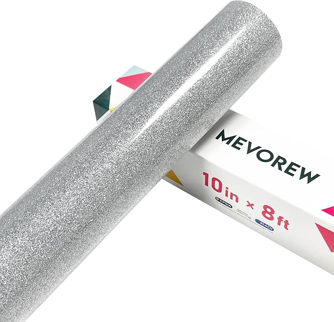 Silver Glitter HTV Heat Transfer Vinyl, Glitter Iron on Vinyl Roll 10" x8ft | - Image 7