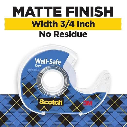 Scotch Wall-Safe Tape, 4 Dispensered Rolls, Sticks Securely, Removes Cleanly - Image 2