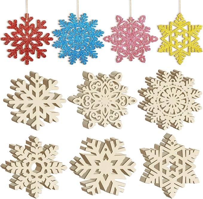 36PCS Wooden Christmas Decoration Snowflake Ornaments to Paint Christmas by Sophena