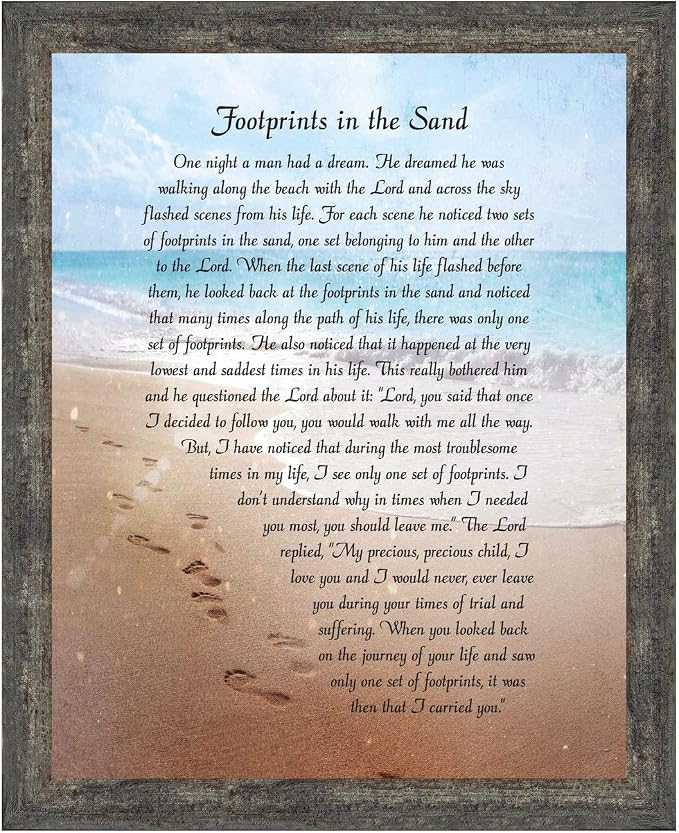 Footprints in the Sand Inspirational Wall Art, Beach Decor, Christian Gifts by CROSSROADSHOMEDECOR