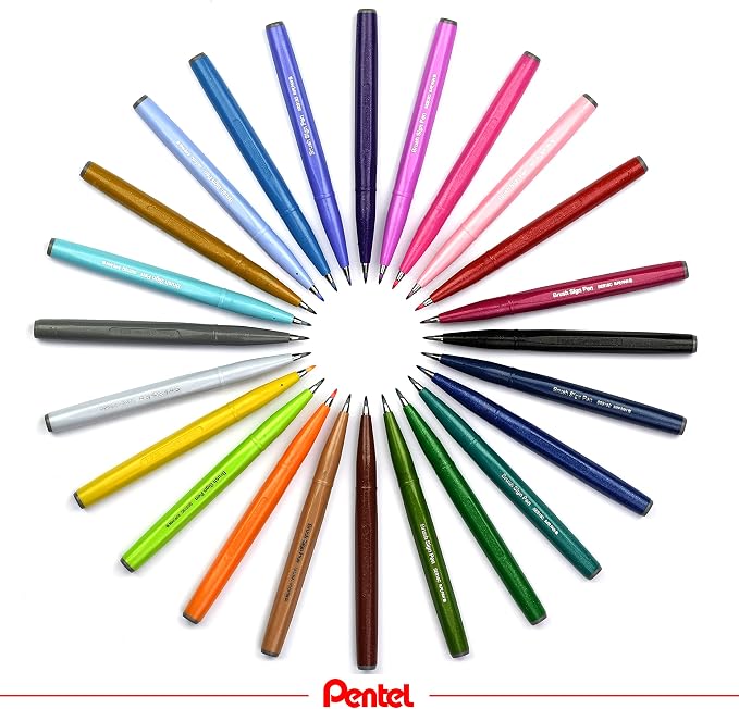 Pentel Fude Touch Sign Pen, Sky Blue, Felt Pen Like Brush Stroke - Image 4