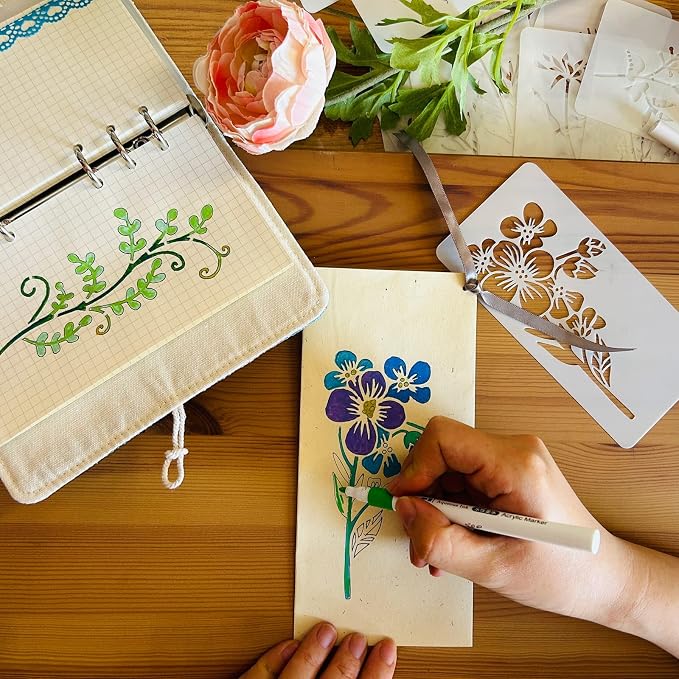 Flower and Leaf Stencils for Painting, Small Floral Drawing Templates for - Image 2