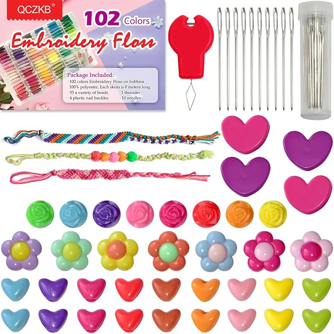 QCZKB Friendship Bracelet String 102 Skeins Fashionable Rainbow Color - Image 2