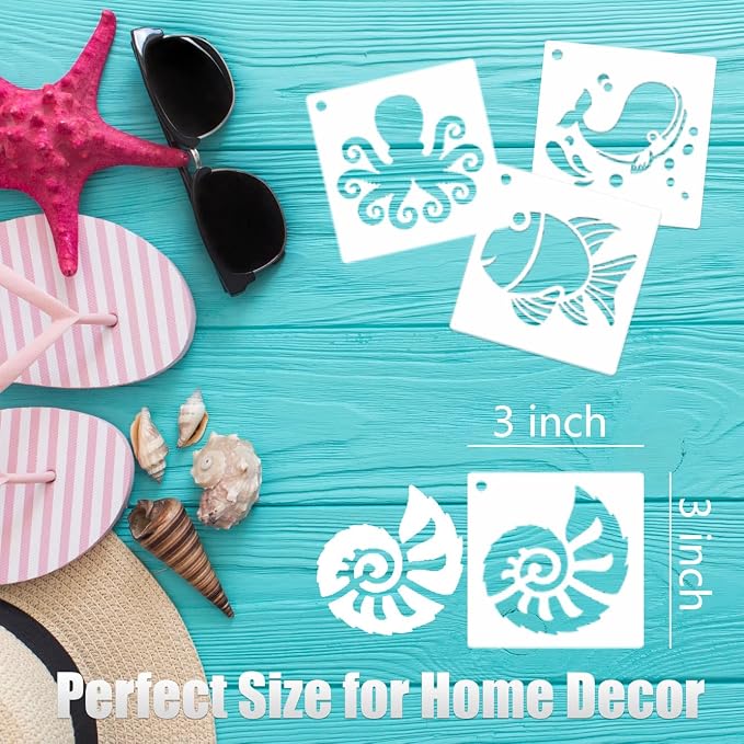 Sea Life Stencils for Kids, Drawing Templates for Wall Wood Fabric Canvas - Image 2