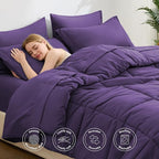 Love's cabin King Size Comforter Set Dark Purple, 7 Pieces King Bed in a Bag - Image 3