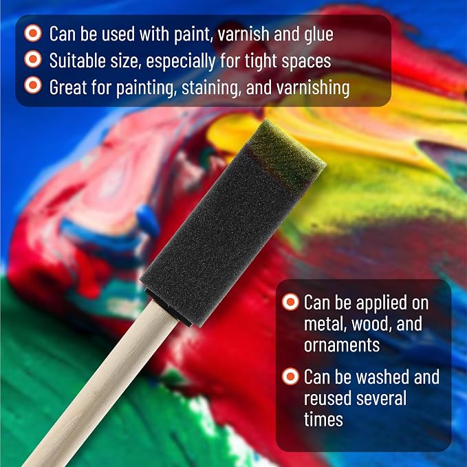Bates Foam Paint Brushes, 12 Pack - Image 3