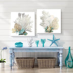 JAPO ART White Coral Wall Art Coastal Wall Decor Beach Bathroom Decor Sea Shell - Image 4