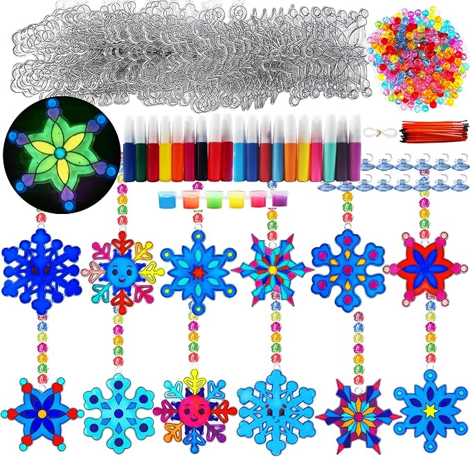 30 Sets Winter Snowflake Suncatchers Craft Kits DIY Glow In The Dark Window by Ayhuhra