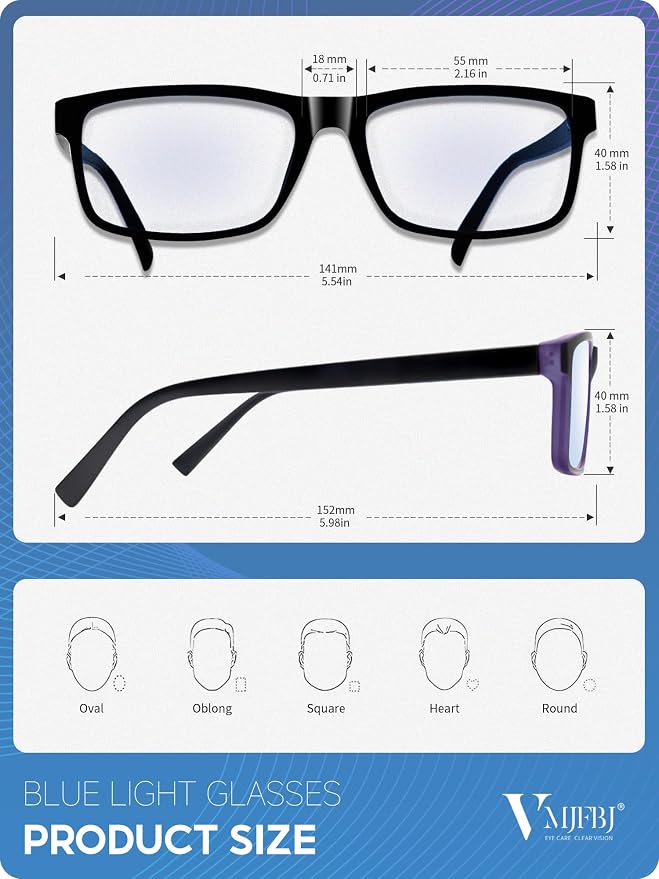 VMJFBJ Blue Light Glasses For Women/Men Computer Reading Gaming Improve Sleep - Image 2